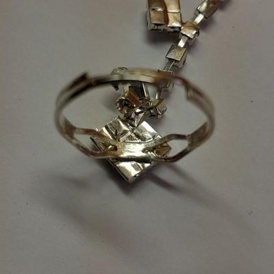 Rhinestone Jewlery - Necklace - Bracelet with ring attached. and another Bracelet