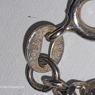 Italy .925 Sterling chain with Amythyst gem colored bracelet - and a Rhinestone necklace