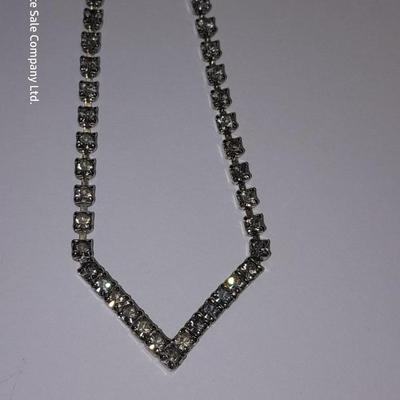 Italy .925 Sterling chain with Amythyst gem colored bracelet - and a Rhinestone necklace