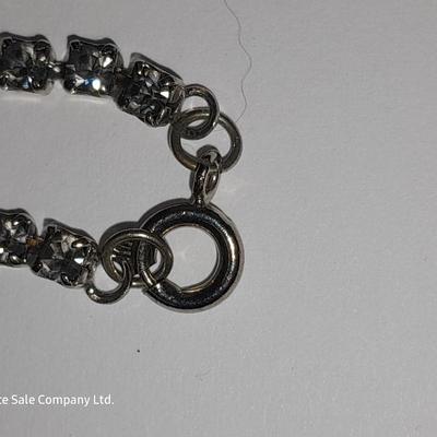 Italy .925 Sterling chain with Amythyst gem colored bracelet - and a Rhinestone necklace