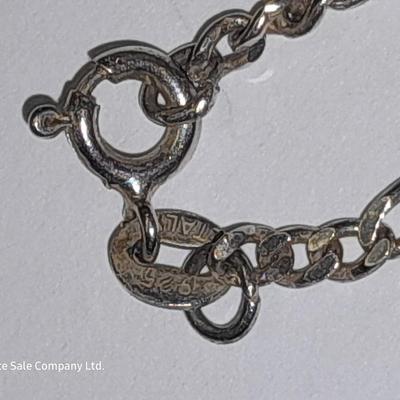 Italy .925 Sterling chain with Amythyst gem colored bracelet - and a Rhinestone necklace