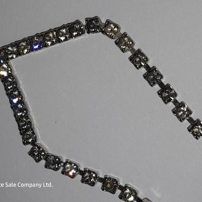 Italy .925 Sterling chain with Amythyst gem colored bracelet - and a Rhinestone necklace
