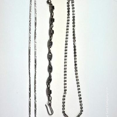 Italy .925 Sterling chain with Amythyst gem colored bracelet - and a Rhinestone necklace