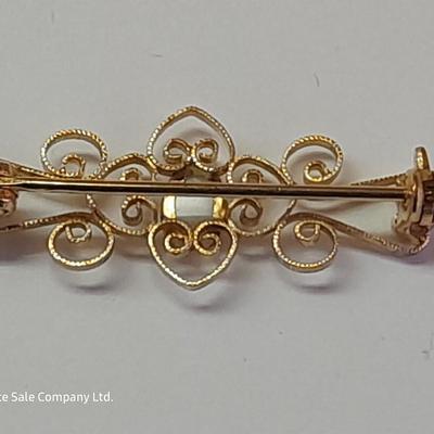 Two Pendants - Lia Sophia - gold toned fashion pin - and set of earrings.