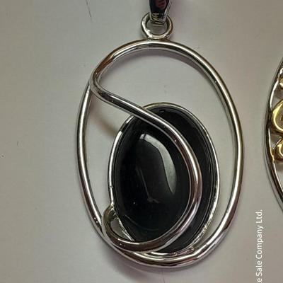 Two Pendants - Lia Sophia - gold toned fashion pin - and set of earrings.