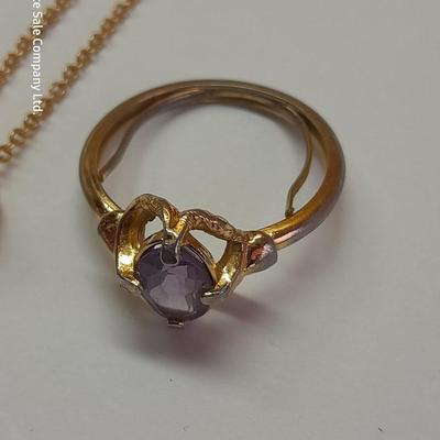 Amethyst colored matching jewelry - Ring - Bracelet - Hat pin - and necklace