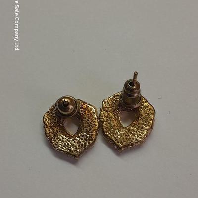 Gold toned rhinestone necklace with matching earrings- Plunder earrings and a Bling ball pendant necklace.