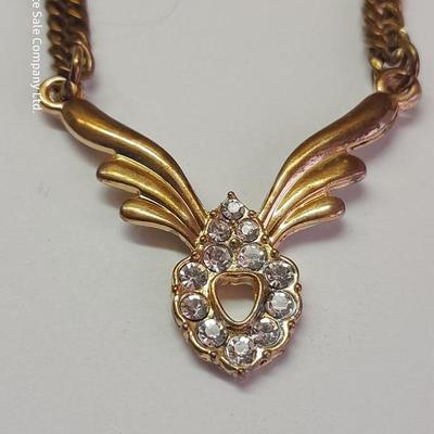 Gold toned rhinestone necklace with matching earrings- Plunder earrings and a Bling ball pendant necklace.