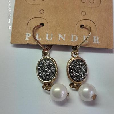 Gold toned rhinestone necklace with matching earrings- Plunder earrings and a Bling ball pendant necklace.