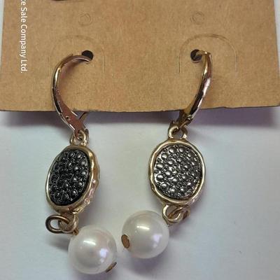 Gold toned rhinestone necklace with matching earrings- Plunder earrings and a Bling ball pendant necklace.