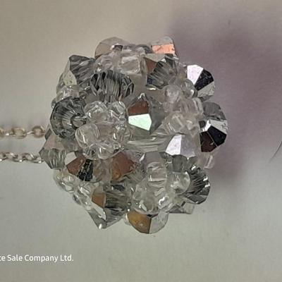 Gold toned rhinestone necklace with matching earrings- Plunder earrings and a Bling ball pendant necklace.