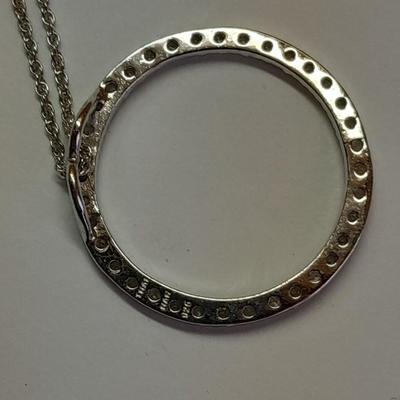 Two silver-toned necklaces with Rhinestone pendants