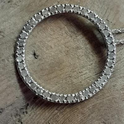 Two silver-toned necklaces with Rhinestone pendants
