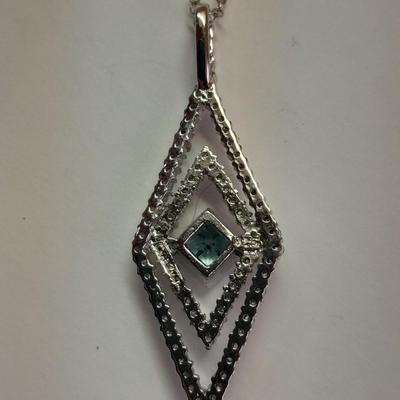 Two silver-toned necklaces with Rhinestone pendants