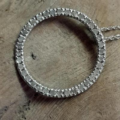 Two silver-toned necklaces with Rhinestone pendants