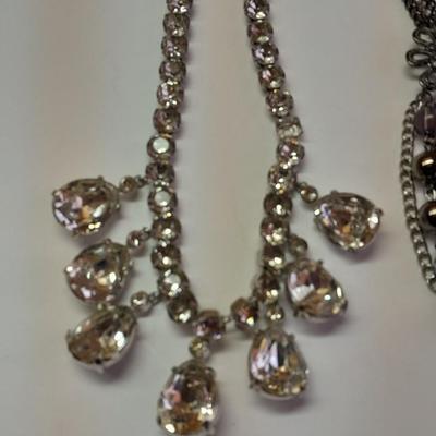 Two fun choker style necklaces beads and BIG Bling