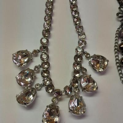 Two fun choker style necklaces beads and BIG Bling