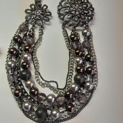Two fun choker style necklaces beads and BIG Bling