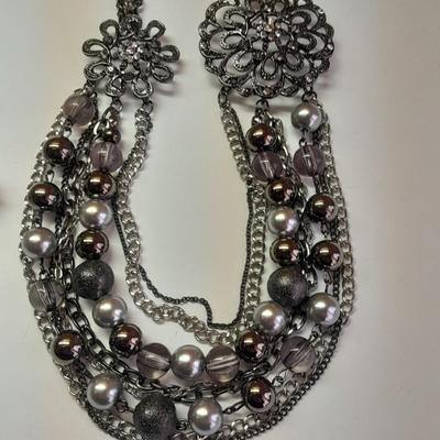 Two fun choker style necklaces beads and BIG Bling