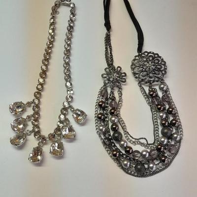 Two fun choker style necklaces beads and BIG Bling