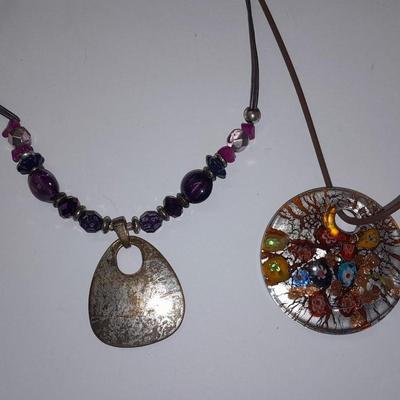Two Necklaces one with beautiful glass pendant