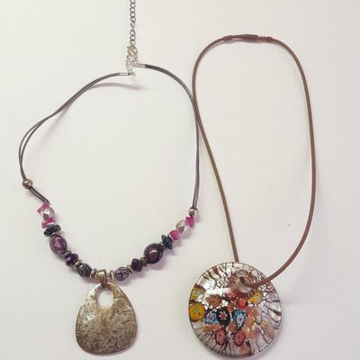 Two Necklaces one with beautiful glass pendant