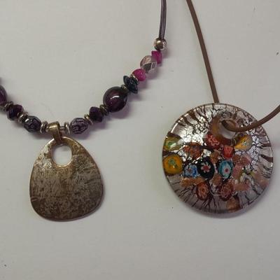 Two Necklaces one with beautiful glass pendant