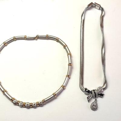 Two necklaces with Rhinestone like Gems