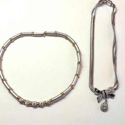 Two necklaces with Rhinestone like Gems