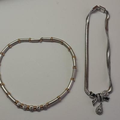 Two necklaces with Rhinestone like Gems