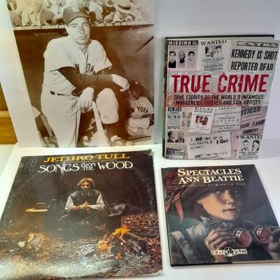 An assortment of collectibles - Jethro Tull Lp = Poster - and books