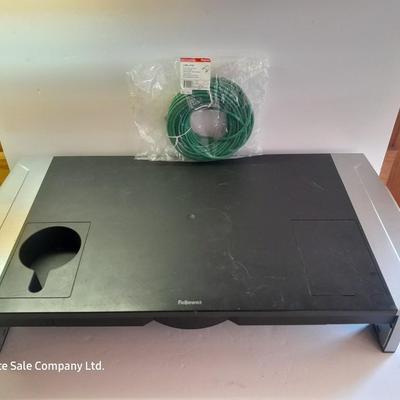 Fellowes Desktop Riser with Storage Drawer and a 50-foot RJ45 cable