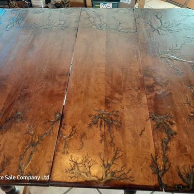 STUNNING Custom one of a kind Lichtenberg fractal burned GLOW IN THE DARK dining room table with leaf.