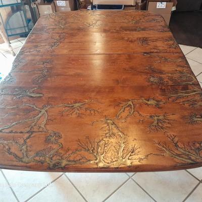 STUNNING Custom one of a kind Lichtenberg fractal burned GLOW IN THE DARK dining room table with leaf.