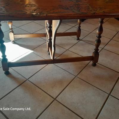 STUNNING Custom one of a kind Lichtenberg fractal burned GLOW IN THE DARK dining room table with leaf.