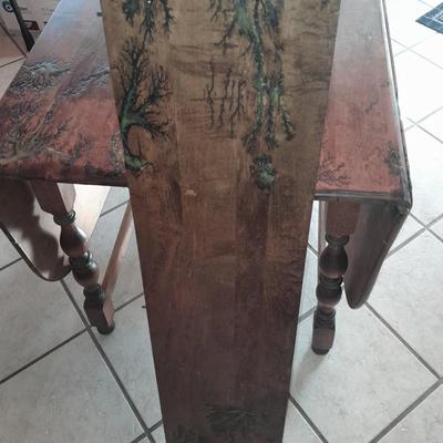 STUNNING Custom one of a kind Lichtenberg fractal burned GLOW IN THE DARK dining room table with leaf.