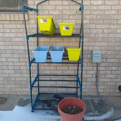 Metal greenhouse frame / Shelf with planters