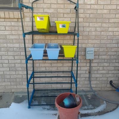 Metal greenhouse frame / Shelf with planters