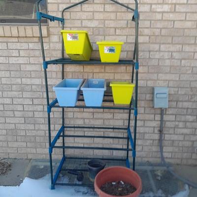 Metal greenhouse frame / Shelf with planters