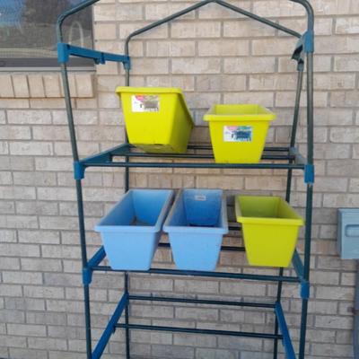 Metal greenhouse frame / Shelf with planters