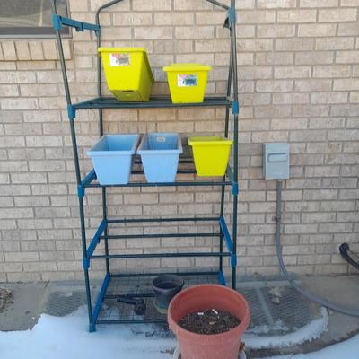 Metal greenhouse frame / Shelf with planters