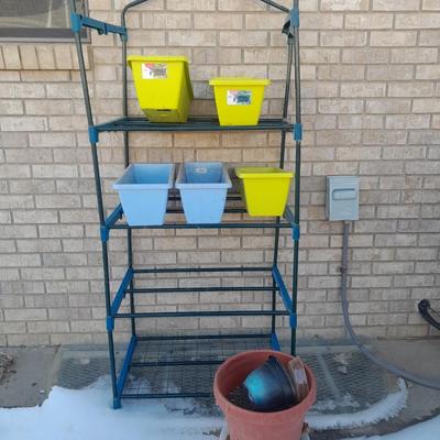 Metal greenhouse frame / Shelf with planters