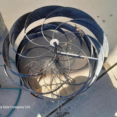 Galvanized metal bucket, Metal Tree stand and whirly- gig part