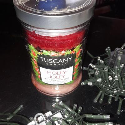 Christmas decor for the dog lover! and two bundles of battery-operated LED lights scented candles.