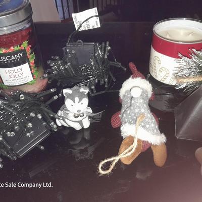 Christmas decor for the dog lover! and two bundles of battery-operated LED lights scented candles.