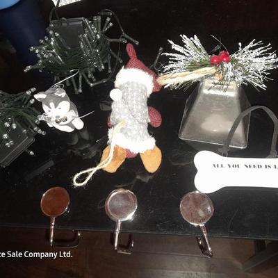 Christmas decor for the dog lover! and two bundles of battery-operated LED lights scented candles.