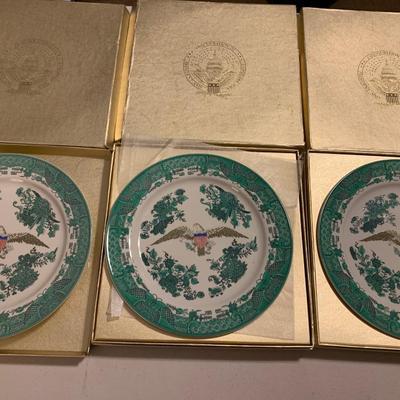 THREE 1981 Mottahedeh Inauguration Dinner Plates W/ orig boxes.