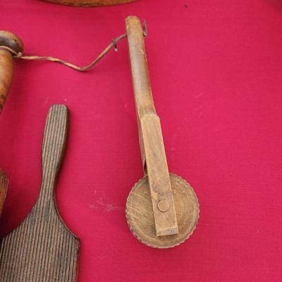 Lot of Primitive Wood Cooking utensils Decor