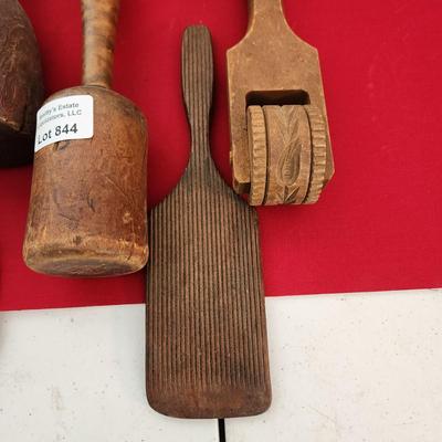 Lot of Primitive Wood Cooking utensils Decor