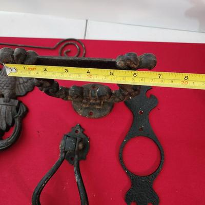 Vintage Lot Cast iron Boot Scraper , Iron, Eagle Door Knocker, Forged Dinner Bell